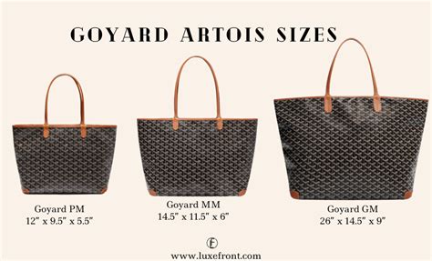 goyard artois pm vs mm size|artois gm bag.